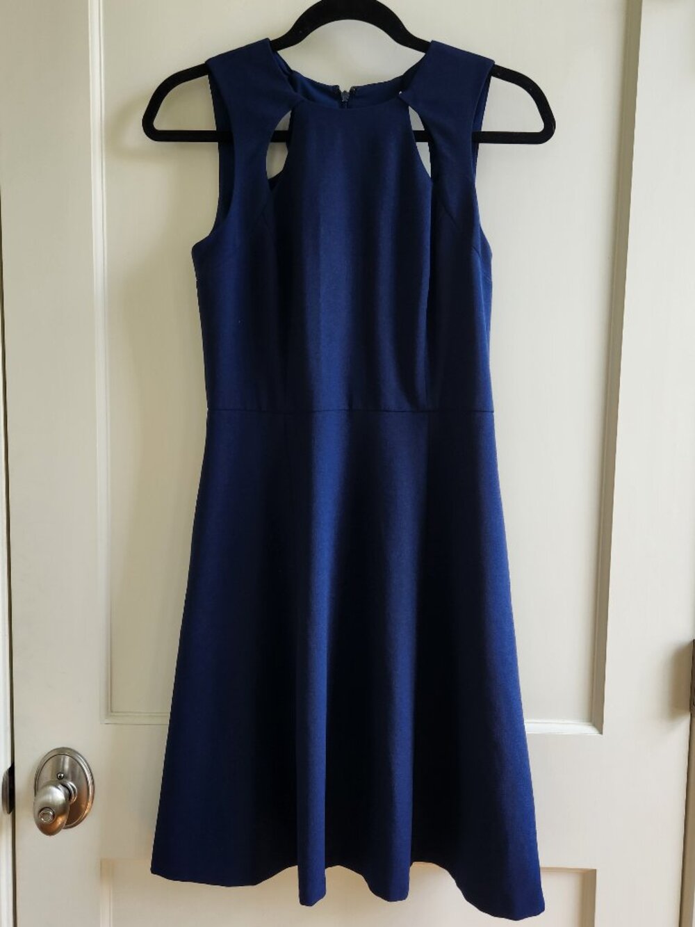 Catherine Malandrino Navy Fit & Flare Dress Cutout Neck Sleeveless Size 2